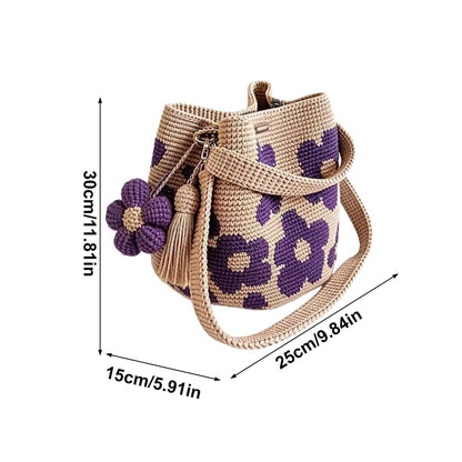 🌸 Handmade Crochet Flower Tote Bag – Fashionable Shoulder & Crossbody Bag for Women, Stylish Daily Commuting Purse 👜✨