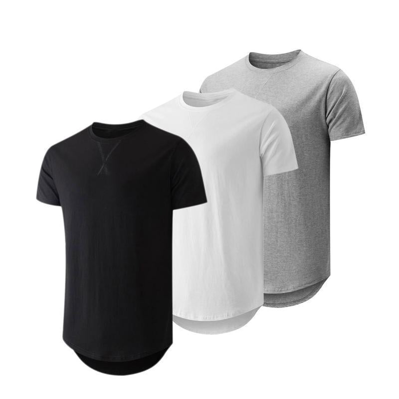 🔥Summer Flash Sale 50% OFF - Mens 3 Pack Cotton Hipster Hip Hop Longline Crewneck T-Shirt