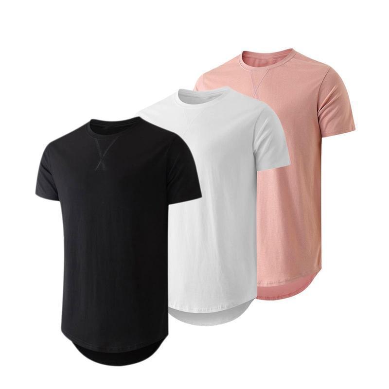 🔥Summer Flash Sale 50% OFF - Mens 3 Pack Cotton Hipster Hip Hop Longline Crewneck T-Shirt