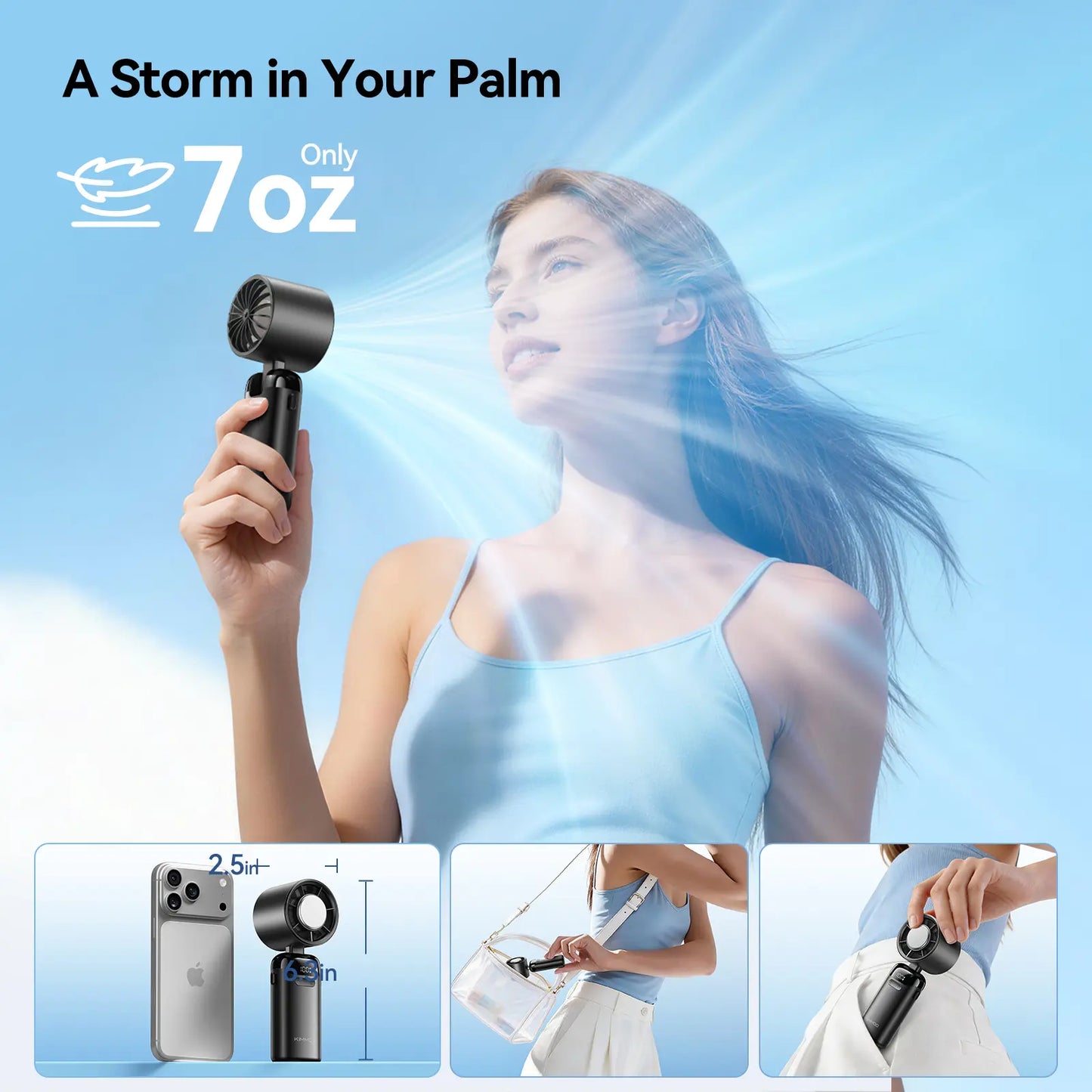 4-in-1 Portable Handheld Turbo Fan with 199 Speed Settings